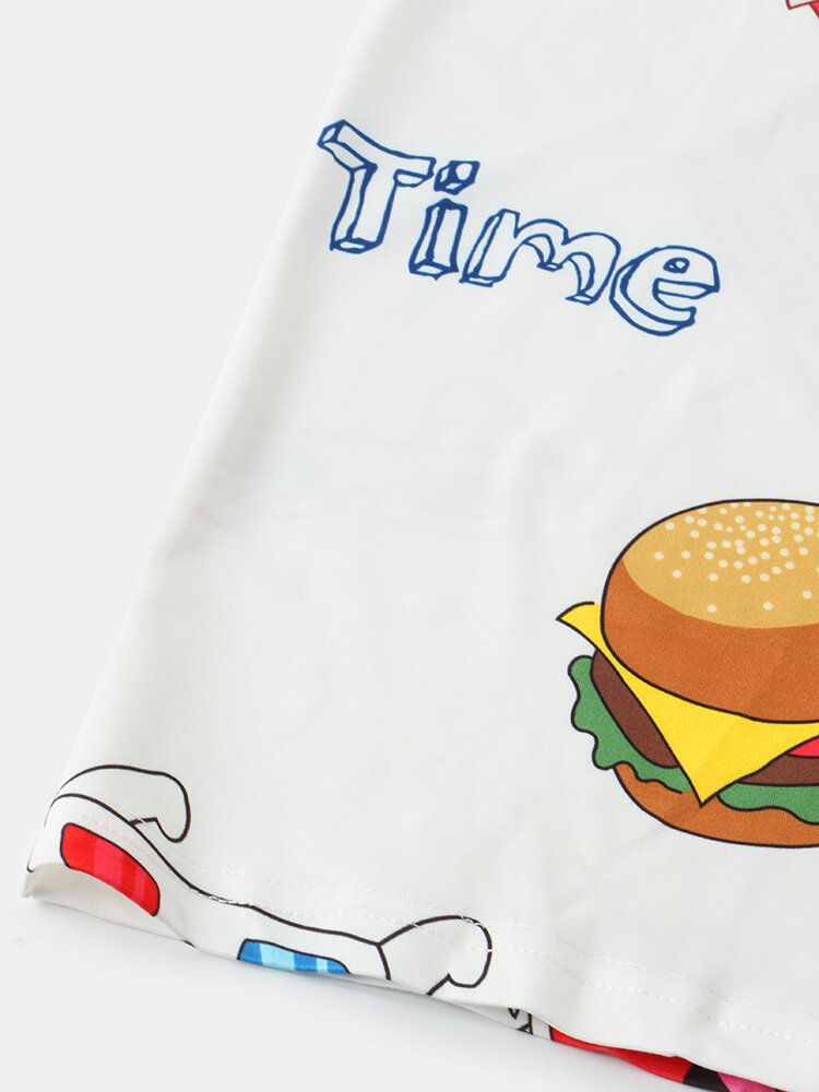 Kurzärmliges Rundhals-t-shirt Aus Baumwolle Mit Lustigem Fast-food-print Für Herren