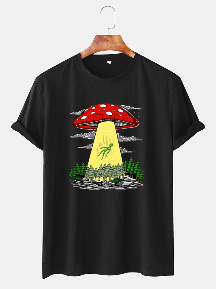 Kurzärmliges Rundhals-t-shirt Mit Cartoon-pilz-print Für Herren