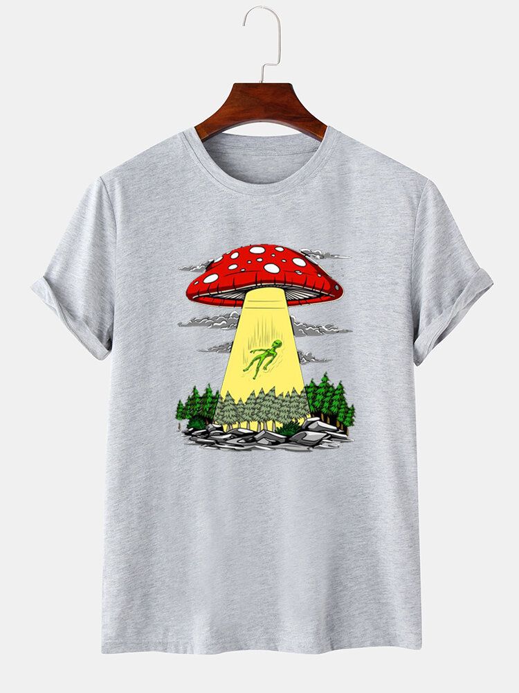 Kurzärmliges Rundhals-t-shirt Mit Cartoon-pilz-print Für Herren