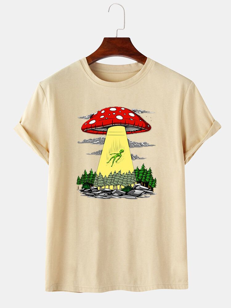 Kurzärmliges Rundhals-t-shirt Mit Cartoon-pilz-print Für Herren