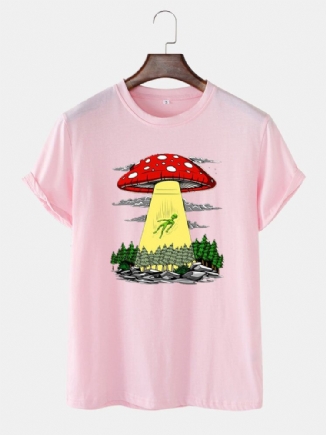 Kurzärmliges Rundhals-t-shirt Mit Cartoon-pilz-print Für Herren