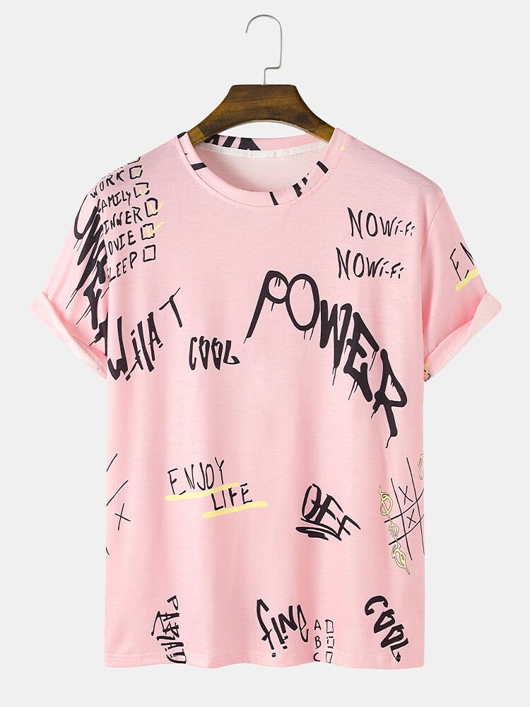 Kurzärmliges Street-t-shirt Mit Allover-letter-graffiti-print Für Herren