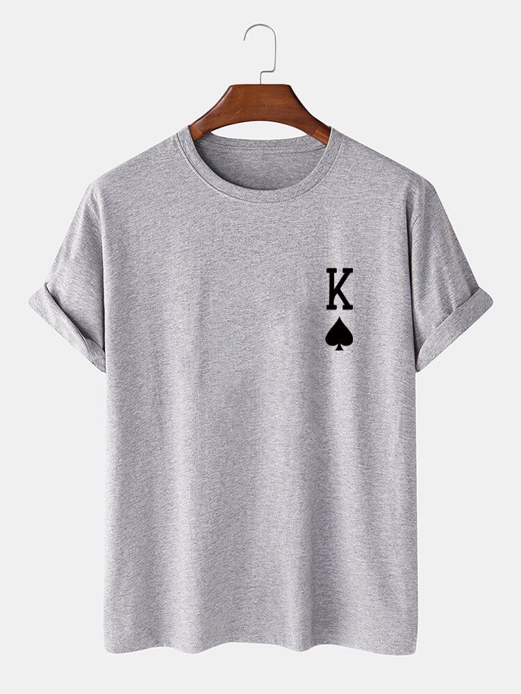 Kurzärmliges T-shirt Aus 100 % Baumwolle Mit Poker-print Pik-könig Für Herren