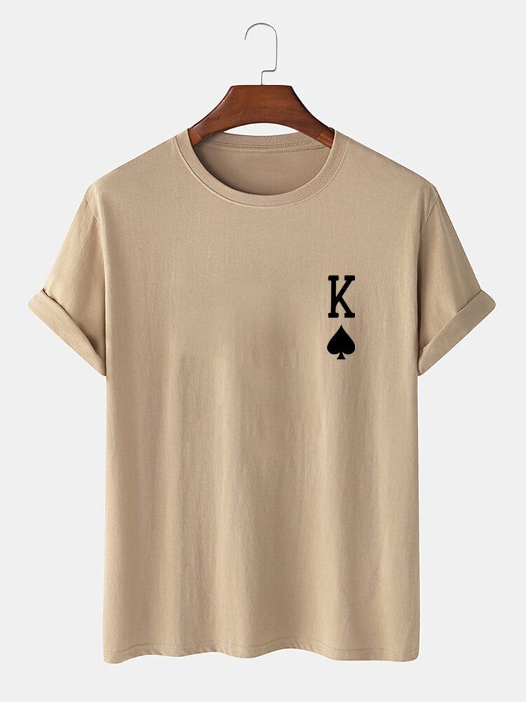 Kurzärmliges T-shirt Aus 100 % Baumwolle Mit Poker-print Pik-könig Für Herren