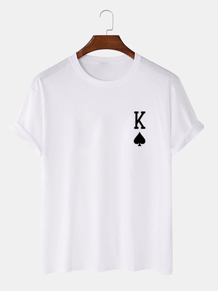 Kurzärmliges T-shirt Aus 100 % Baumwolle Mit Poker-print Pik-könig Für Herren