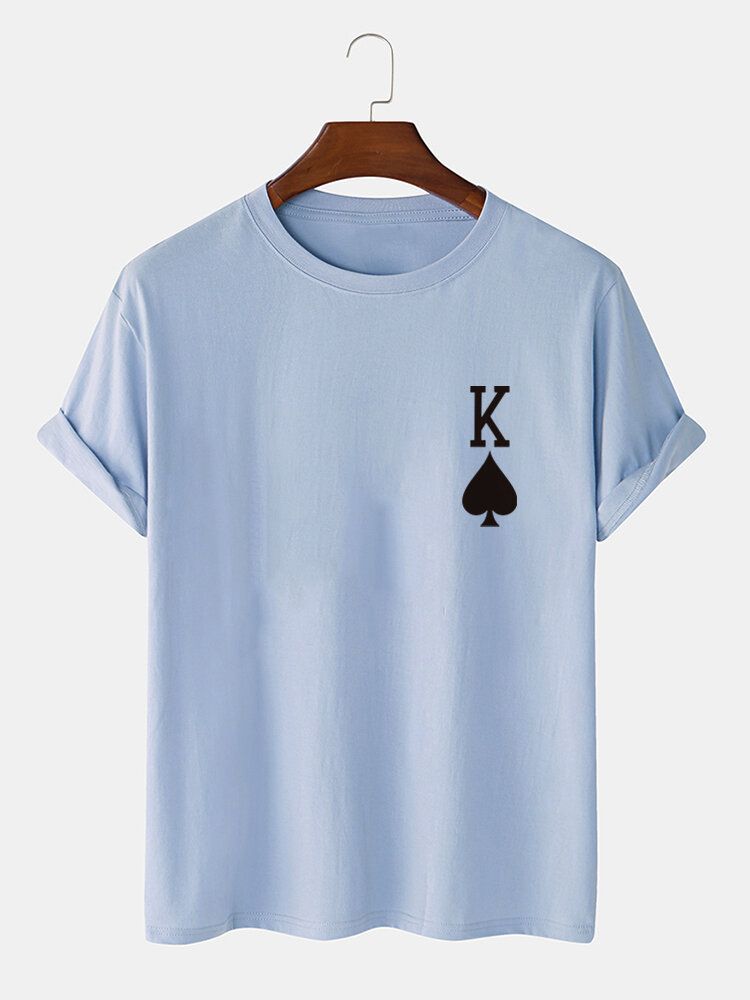 Kurzärmliges T-shirt Aus 100 % Baumwolle Mit Poker-print Pik-könig Für Herren