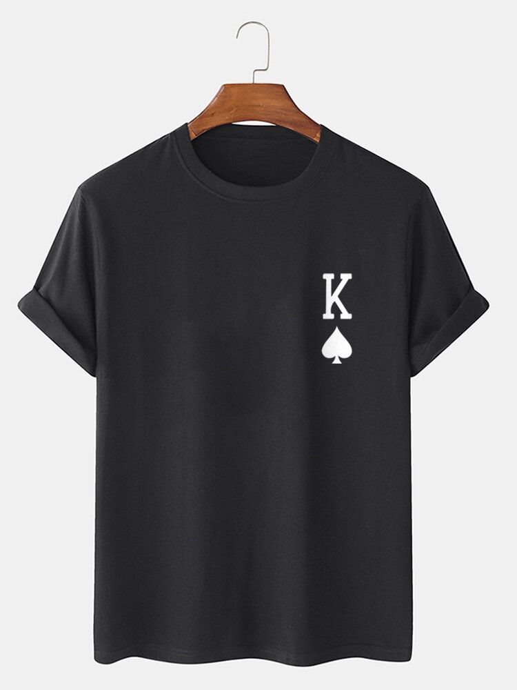 Kurzärmliges T-shirt Aus 100 % Baumwolle Mit Poker-print Pik-könig Für Herren