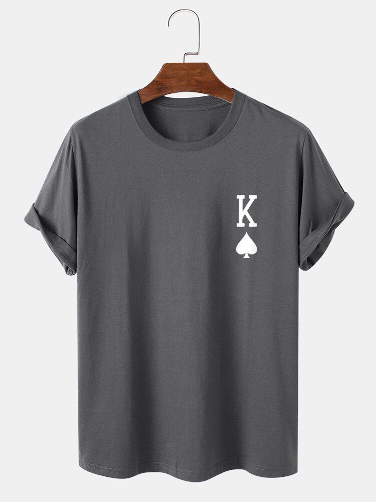 Kurzärmliges T-shirt Aus 100 % Baumwolle Mit Poker-print Pik-könig Für Herren