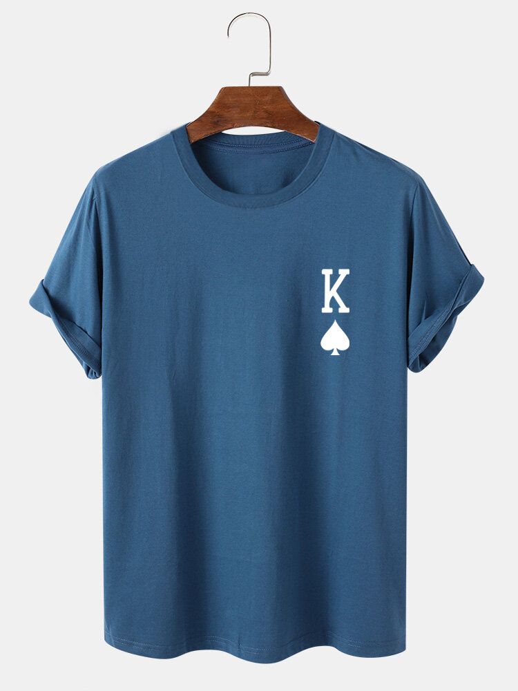 Kurzärmliges T-shirt Aus 100 % Baumwolle Mit Poker-print Pik-könig Für Herren