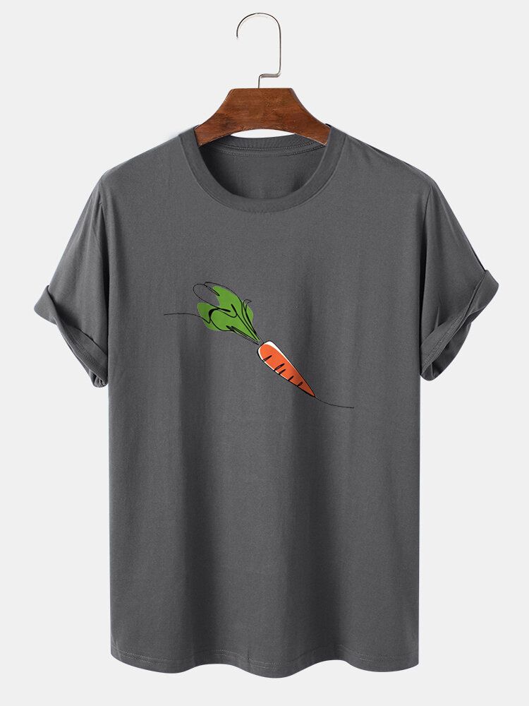 Kurzärmliges T-shirt Für Herren Aus 100 % Baumwolle Mit Cartoon-karotten-print