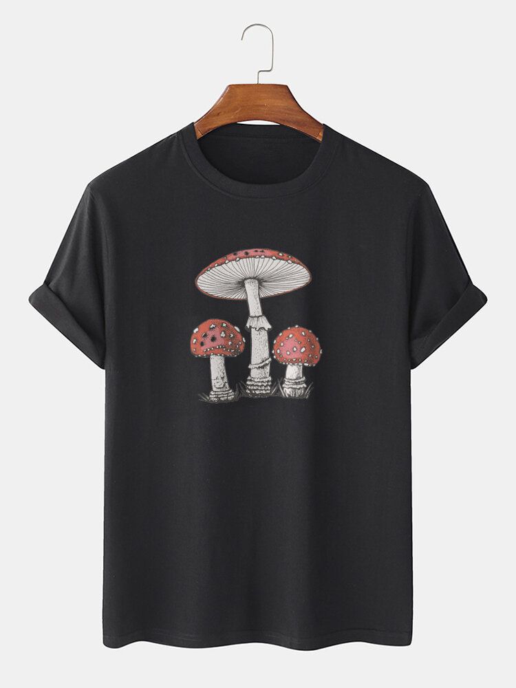 Kurzärmliges T-shirt Für Herren Aus 100 % Baumwolle Mit Cartoon-pilz-print