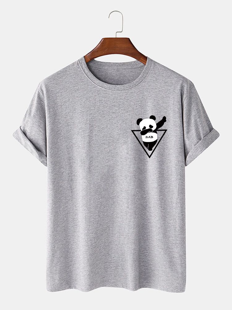 Kurzärmliges T-shirt Mit Cartoon-panda-print Für Herren Aus 100 % Baumwolle