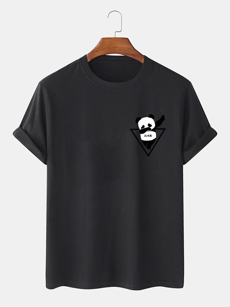 Kurzärmliges T-shirt Mit Cartoon-panda-print Für Herren Aus 100 % Baumwolle