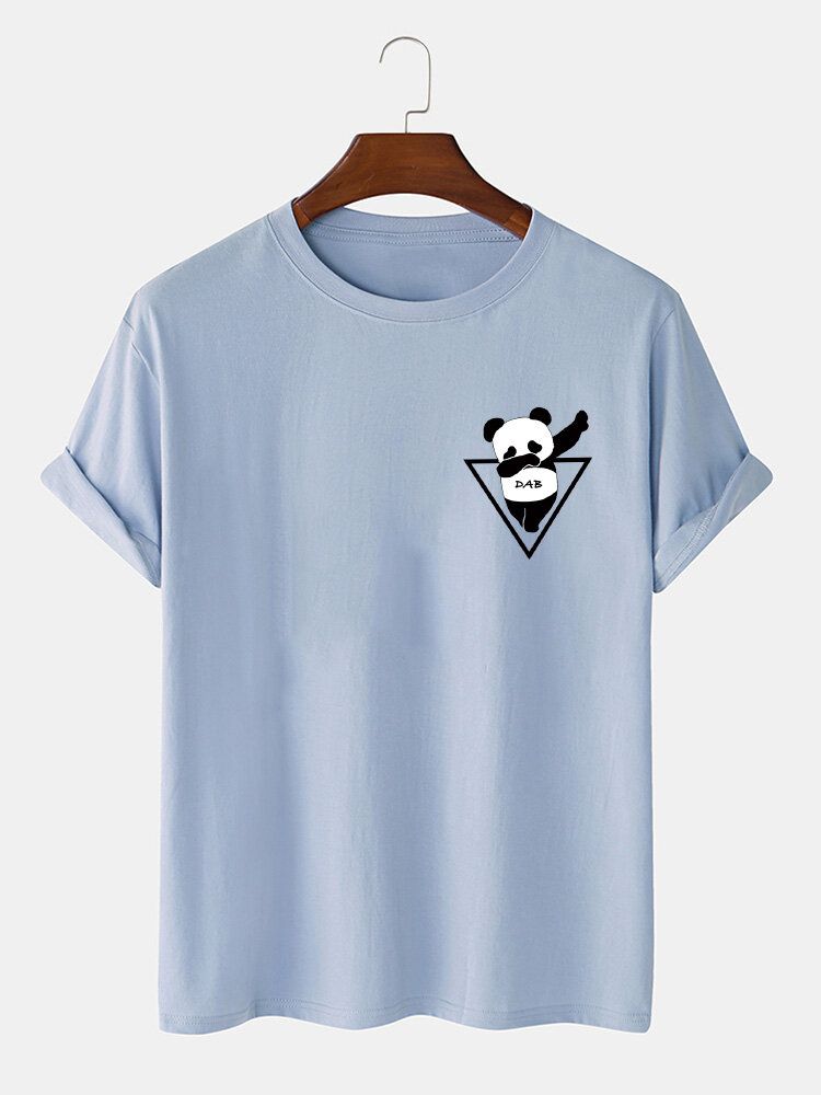 Kurzärmliges T-shirt Mit Cartoon-panda-print Für Herren Aus 100 % Baumwolle