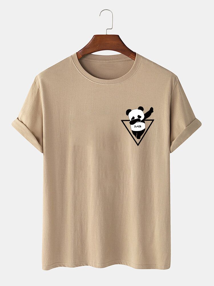 Kurzärmliges T-shirt Mit Cartoon-panda-print Für Herren Aus 100 % Baumwolle