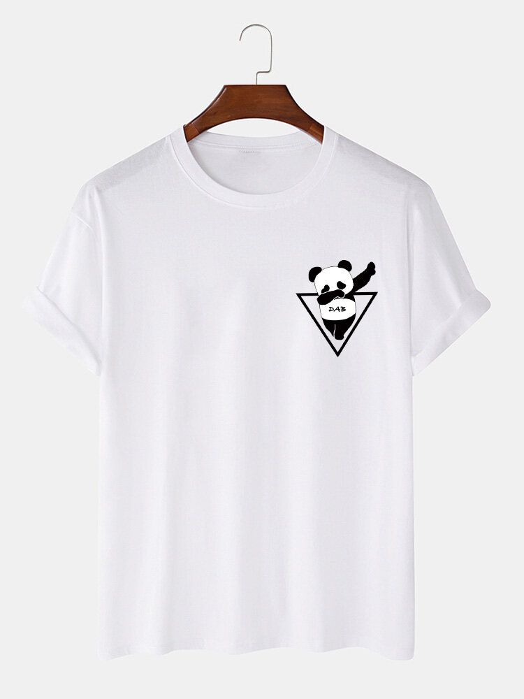 Kurzärmliges T-shirt Mit Cartoon-panda-print Für Herren Aus 100 % Baumwolle