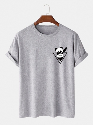 Kurzärmliges T-shirt Mit Cartoon-panda-print Für Herren Aus 100 % Baumwolle