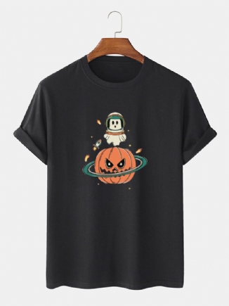 Kurzärmliges T-shirt Mit Halloween-kürbis-print Für Herren Aus 100 % Baumwolle