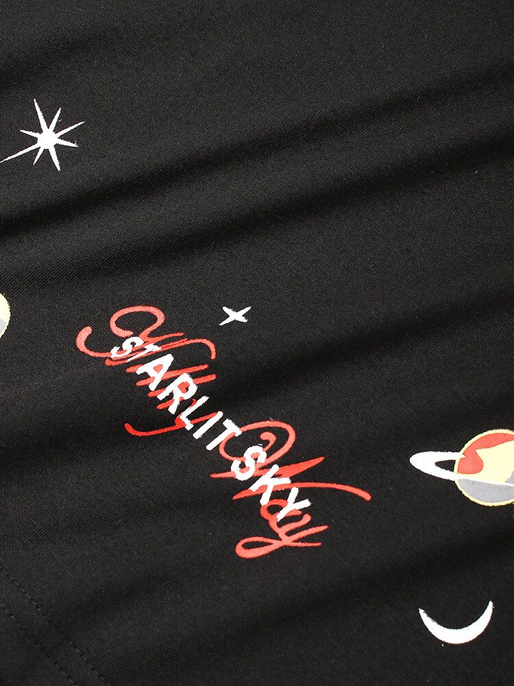 Kurzärmliges T-shirt Mit O-ausschnitt Aus 100 % Baumwolle Mit Space-element-aufdruck Für Herren