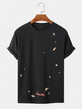 Kurzärmliges T-shirt Mit O-ausschnitt Aus 100 % Baumwolle Mit Space-element-aufdruck Für Herren