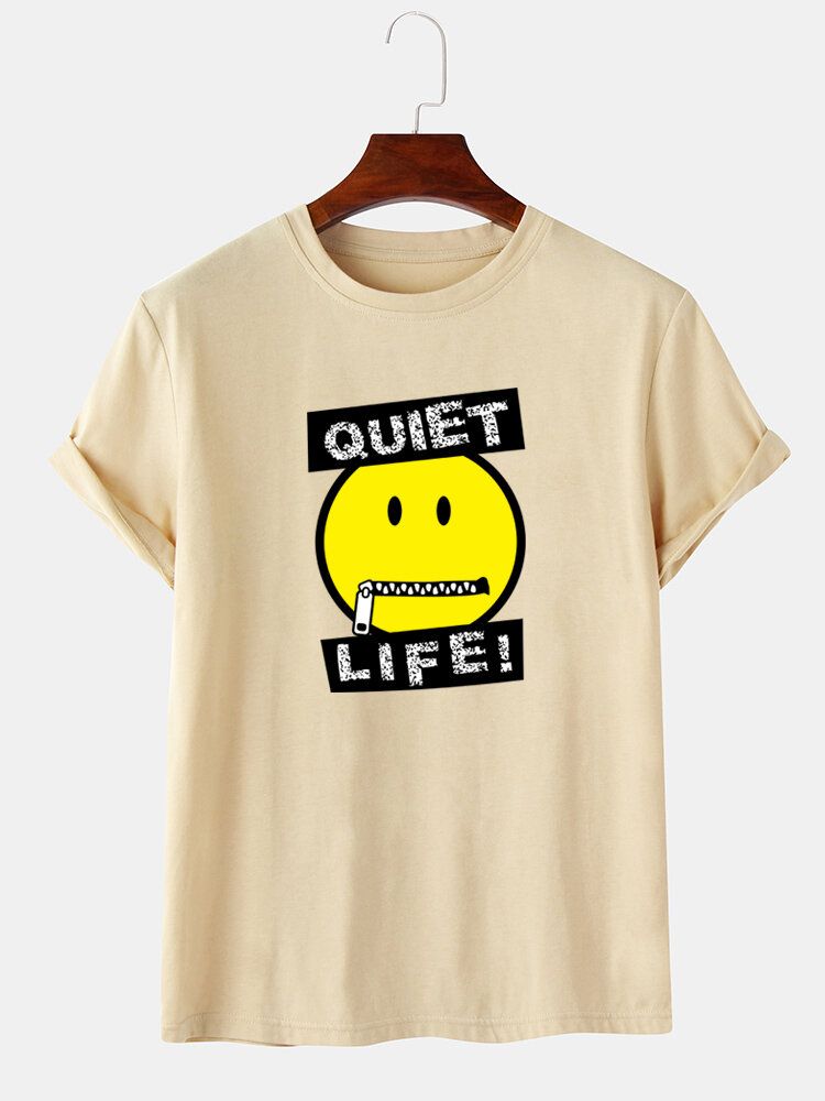 Kurzärmliges T-shirt Mit O-ausschnitt Und Buchstaben-emojis-aufdruck Für Herren