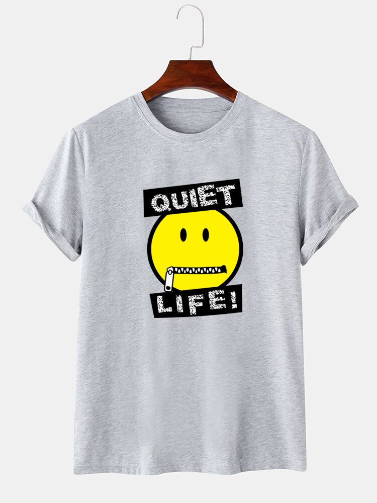 Kurzärmliges T-shirt Mit O-ausschnitt Und Buchstaben-emojis-aufdruck Für Herren