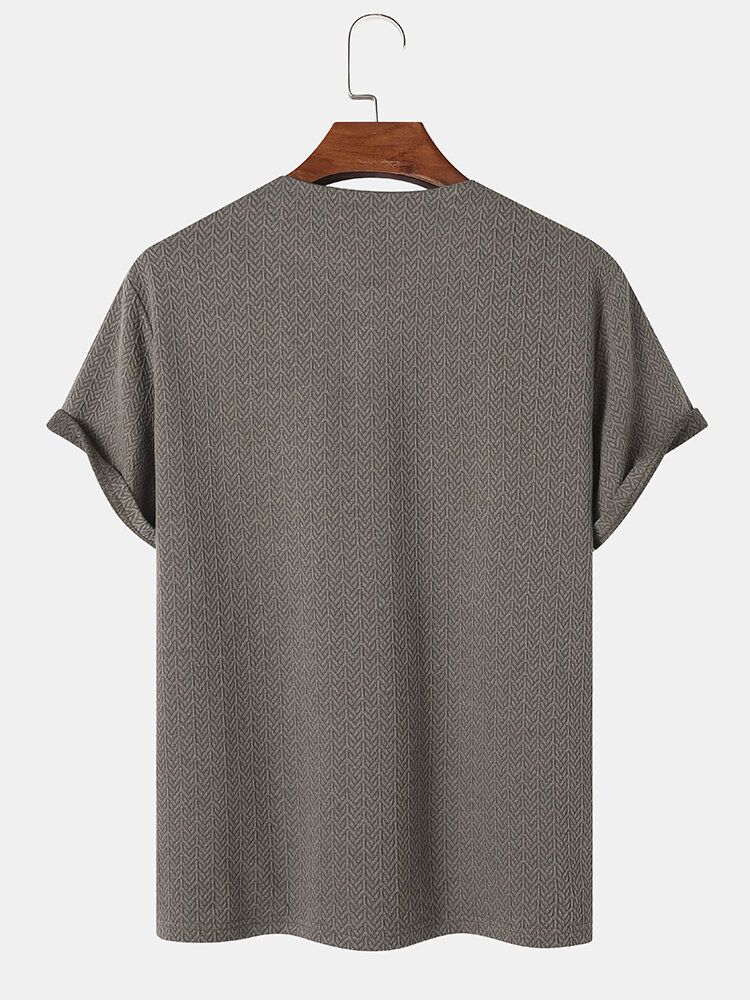 Kurzärmliges T-shirt Ohne Kragen Mit Chevron-textur Für Herren