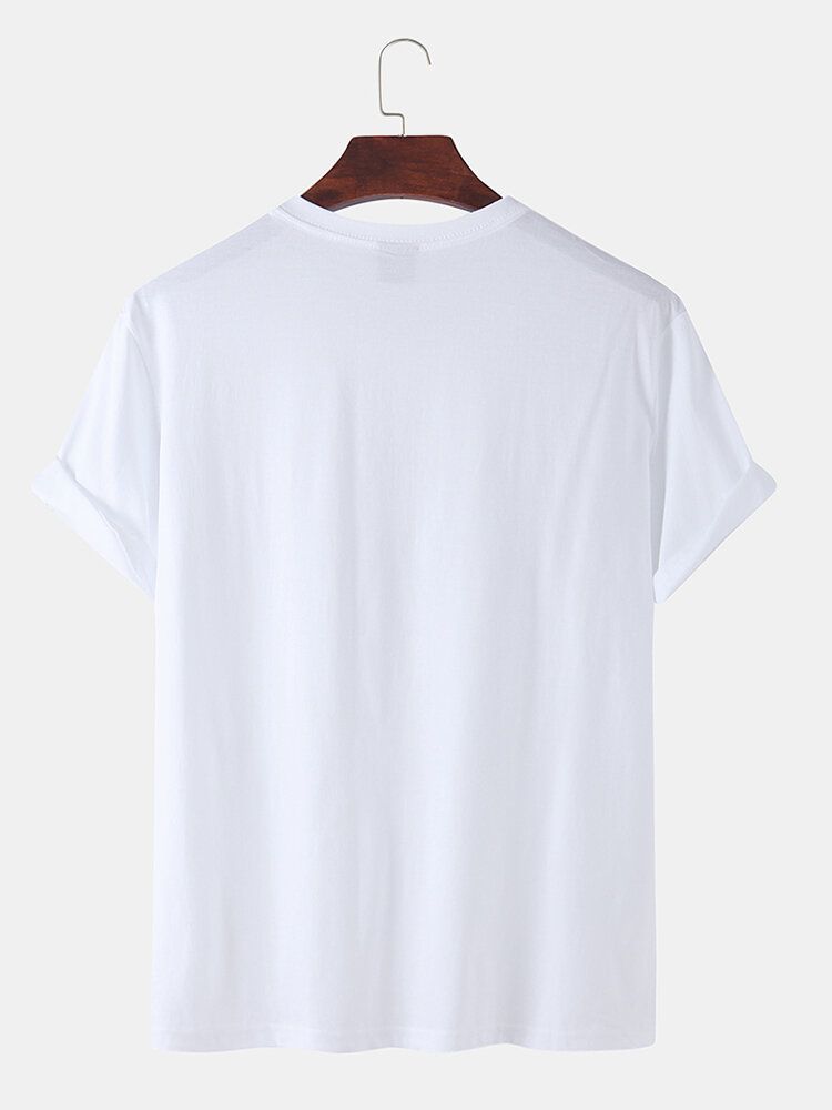 Kurzärmliges Tages-t-shirt Mit O-ausschnitt Für Herren Aus 100 % Baumwolle Mit Abstrakten Pflanzenmalereien