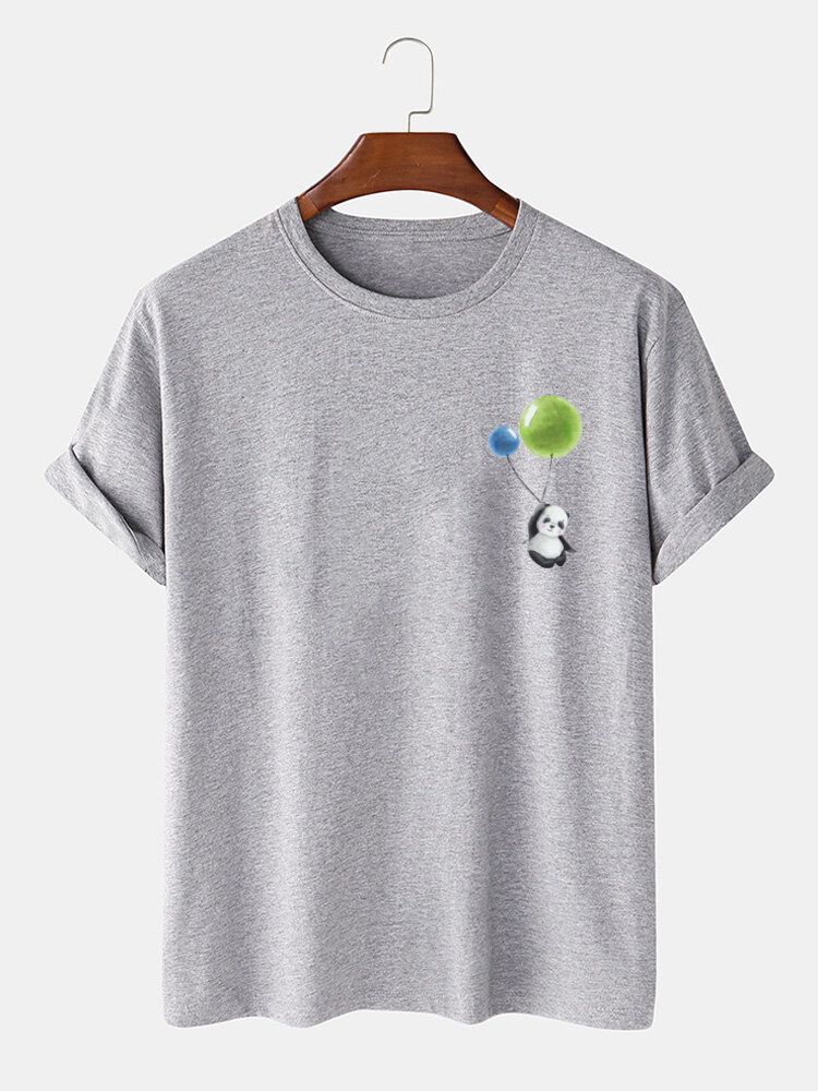 Kurzarm-t-shirts Aus 00 % Baumwolle Mit Süßem Cartoon-panda-print Für Herren