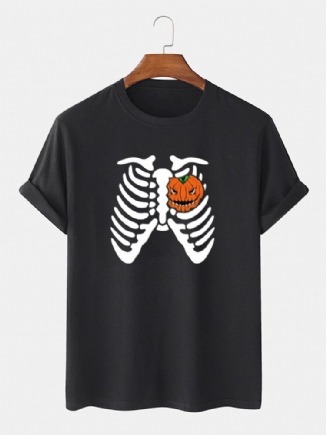 Kurzarm-t-shirts Aus Baumwolle Mit Lustigem Halloween-kürbis-print Für Herren