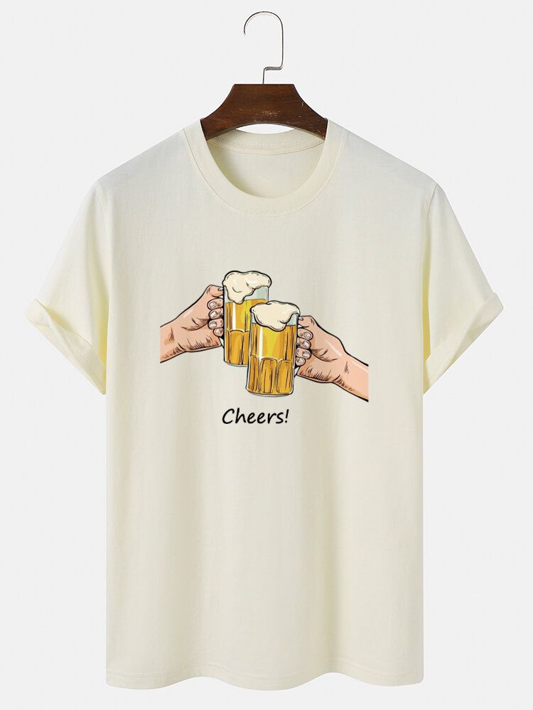 Kurzarm-t-shirts Aus Baumwolle Mit Rundhalsausschnitt Und Grafik Von Beers Cheers Für Herren