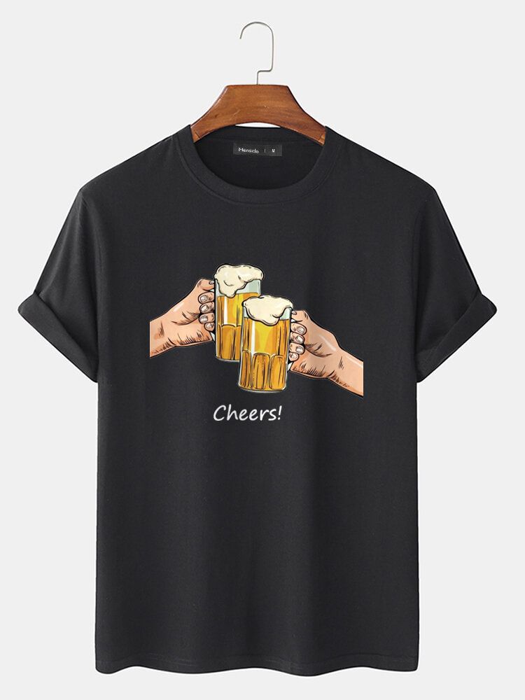 Kurzarm-t-shirts Aus Baumwolle Mit Rundhalsausschnitt Und Grafik Von Beers Cheers Für Herren