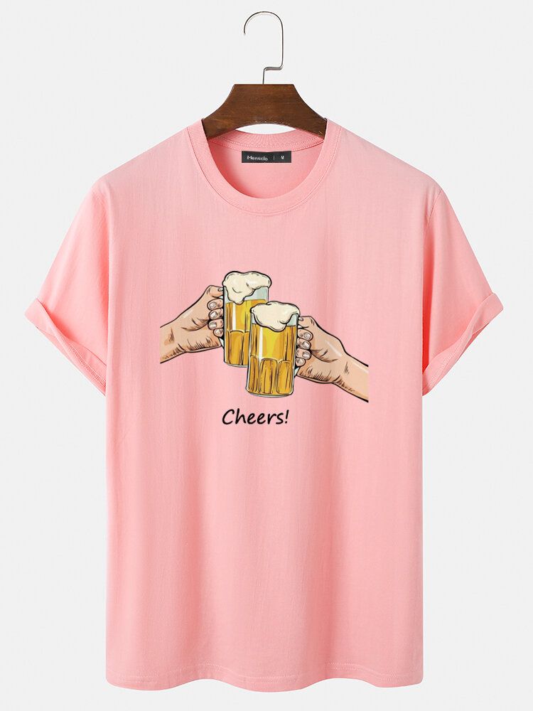 Kurzarm-t-shirts Aus Baumwolle Mit Rundhalsausschnitt Und Grafik Von Beers Cheers Für Herren