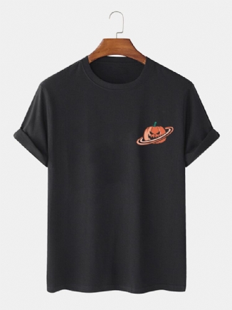 Kurzarm-t-shirts Mit Halloween-kürbis-print Aus 100 % Baumwolle Für Herren