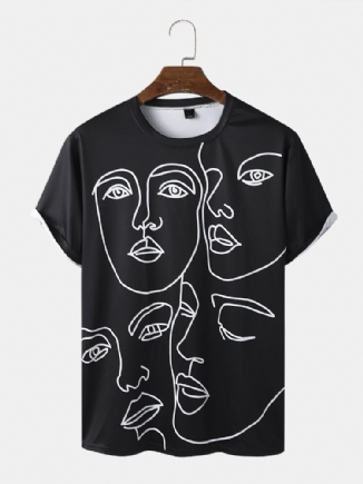 Lässige Herren-t-shirts Mit Face-line-grafiken