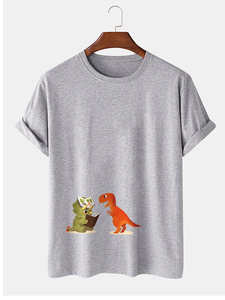 Lässige Kurzarm-t-shirts Aus 100 % Baumwolle Mit Cartoon-dinosaurier-print Für Herren