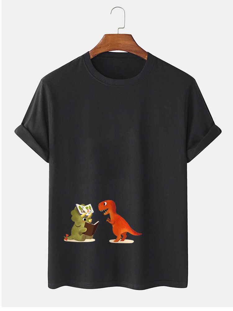 Lässige Kurzarm-t-shirts Aus 100 % Baumwolle Mit Cartoon-dinosaurier-print Für Herren