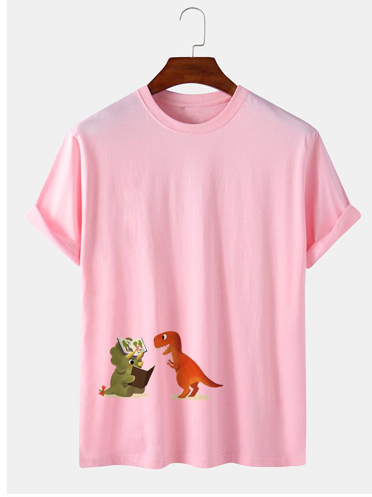 Lässige Kurzarm-t-shirts Aus 100 % Baumwolle Mit Cartoon-dinosaurier-print Für Herren