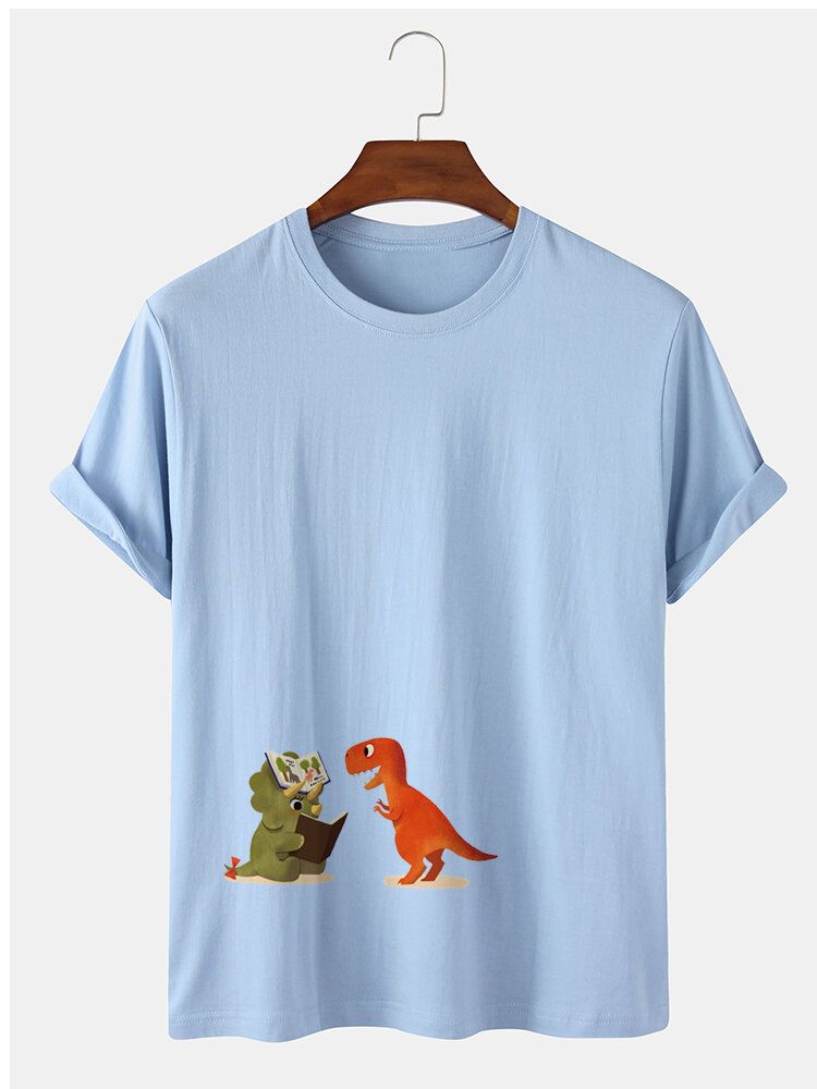 Lässige Kurzarm-t-shirts Aus 100 % Baumwolle Mit Cartoon-dinosaurier-print Für Herren