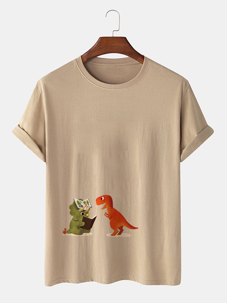 Lässige Kurzarm-t-shirts Aus 100 % Baumwolle Mit Cartoon-dinosaurier-print Für Herren