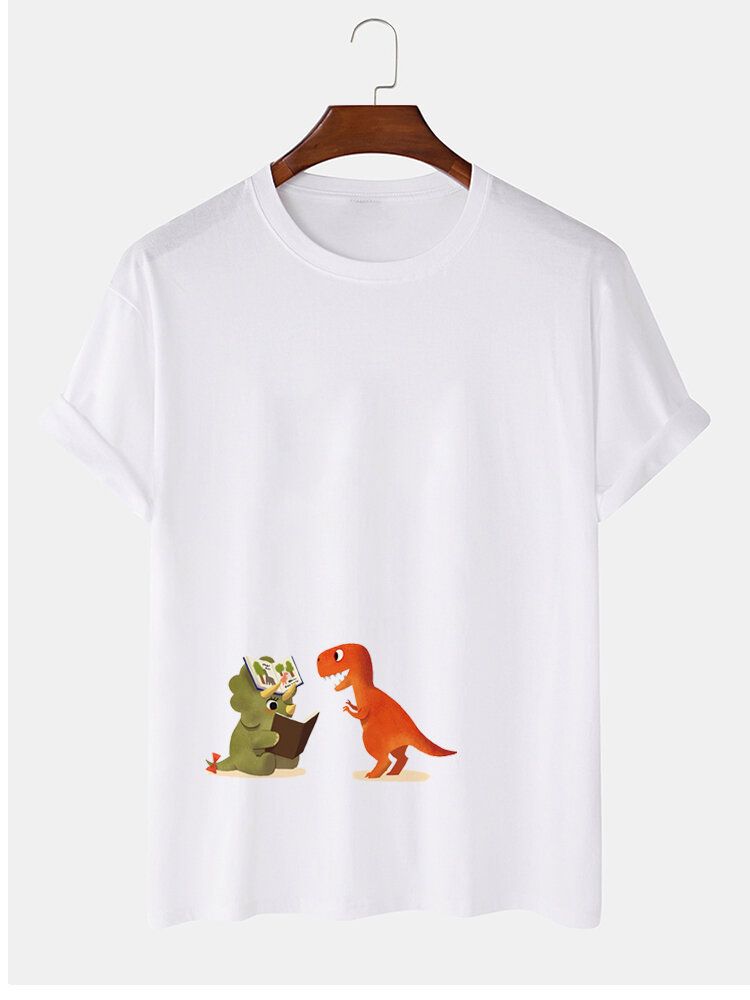 Lässige Kurzarm-t-shirts Aus 100 % Baumwolle Mit Cartoon-dinosaurier-print Für Herren