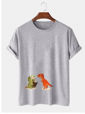 Lässige Kurzarm-t-shirts Aus 100 % Baumwolle Mit Cartoon-dinosaurier-print Für Herren