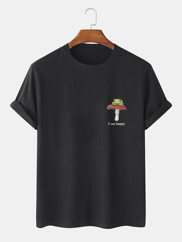 Lässige Kurzarm-t-shirts Aus 100 % Baumwolle Mit Frosch-pilz-aufdruck Auf Der Brust Für Herren