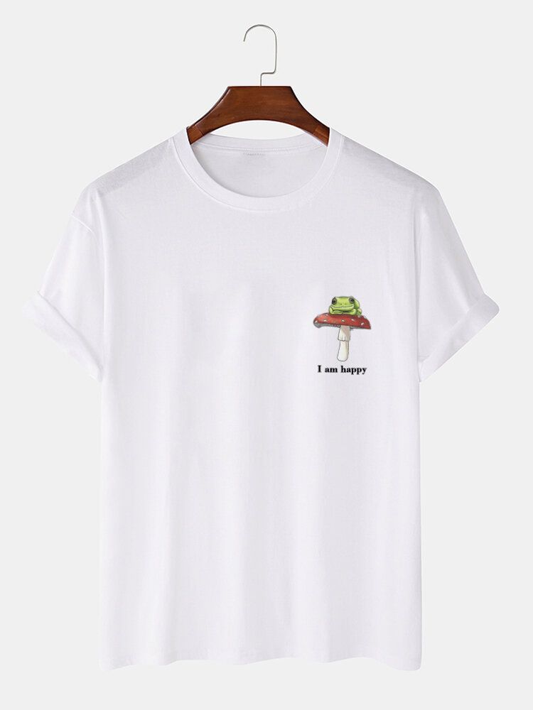 Lässige Kurzarm-t-shirts Aus 100 % Baumwolle Mit Frosch-pilz-aufdruck Auf Der Brust Für Herren