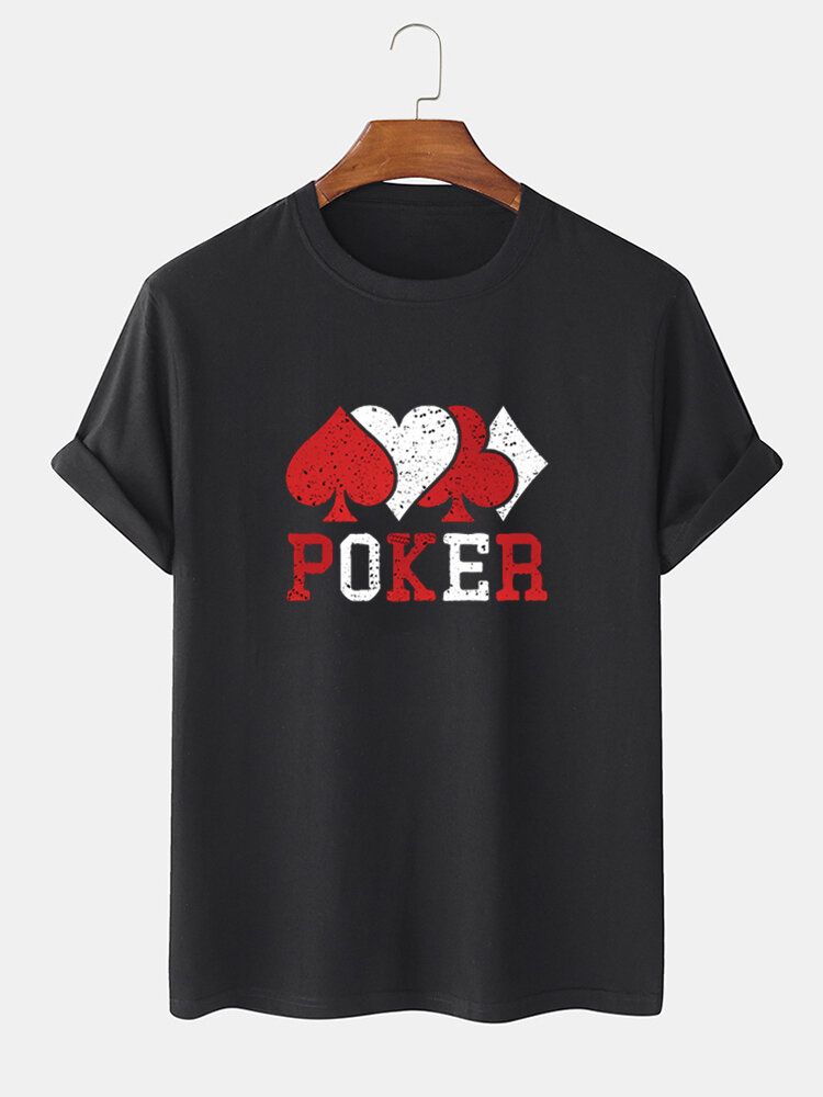 Lässige Kurzarm-t-shirts Aus 100 % Baumwolle Mit Kontrastierendem Poker-print Für Herren