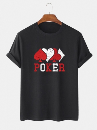 Lässige Kurzarm-t-shirts Aus 100 % Baumwolle Mit Kontrastierendem Poker-print Für Herren