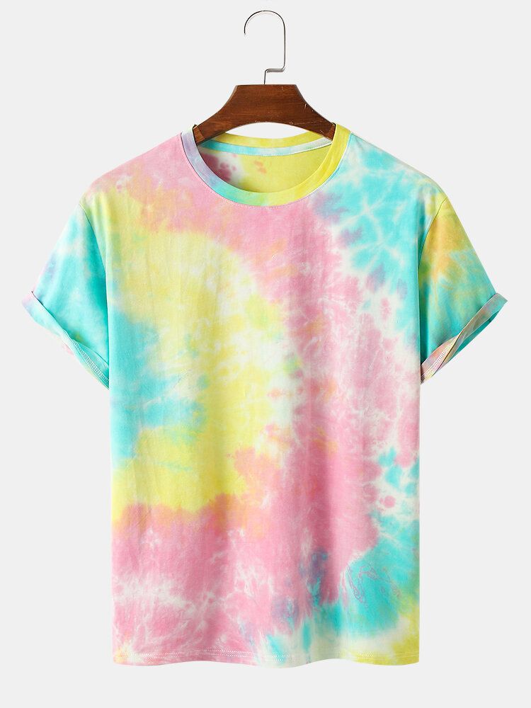 Lässige Kurzarm-t-shirts Mit Schmetterlings-buchstabendruck Und Street Tie Dye Für Herren