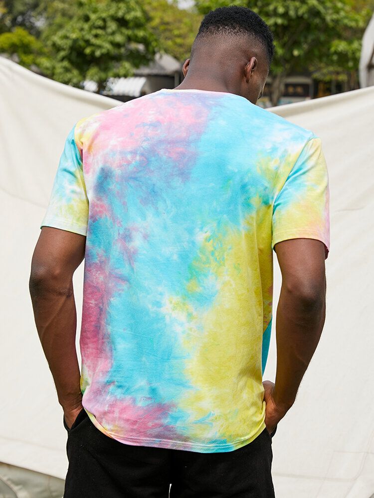 Lässige Kurzarm-t-shirts Mit Schmetterlings-buchstabendruck Und Street Tie Dye Für Herren