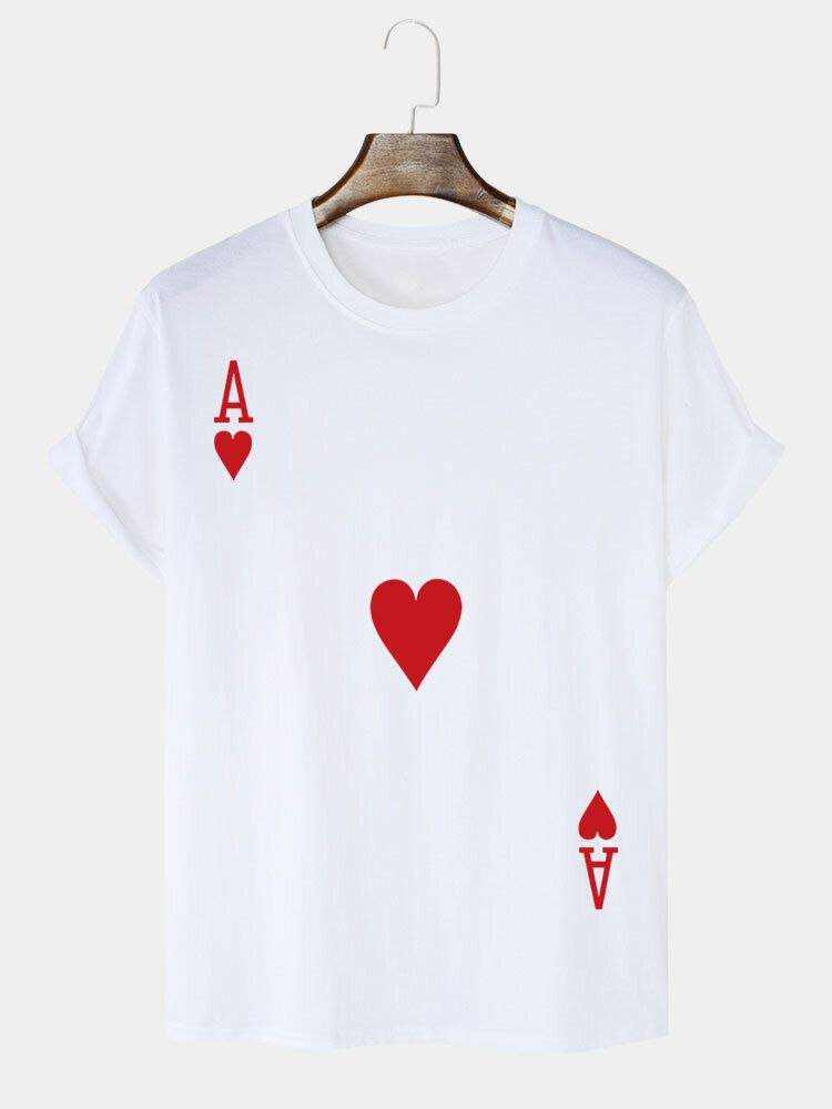 Lässige T-shirts Aus 100 % Baumwolle Für Herren Mit Poker-herz-ass-aufdruck