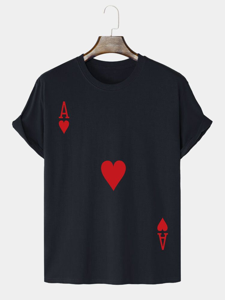 Lässige T-shirts Aus 100 % Baumwolle Für Herren Mit Poker-herz-ass-aufdruck